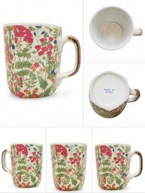 Floral Ceramic Mug - White with Multicolor Flower Print